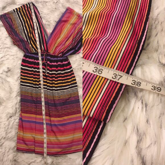 Hypnotik Multicolor Colorful Striped Dopamine Plunging V-Neck Dress - Picture 8 of 8